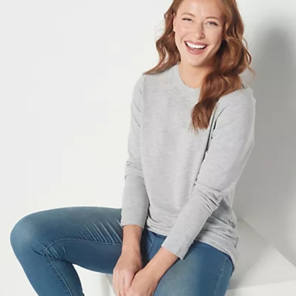 Denim & Co. Comfort Zone French Terry Sweatshirt Light Gray US Small A453572
